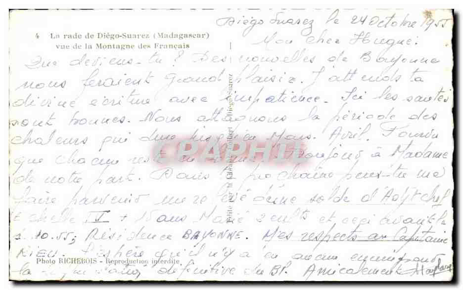 CPA La Rade de Diego Suarez Vue de la Montagne des Francais Madagascar — Rückseite