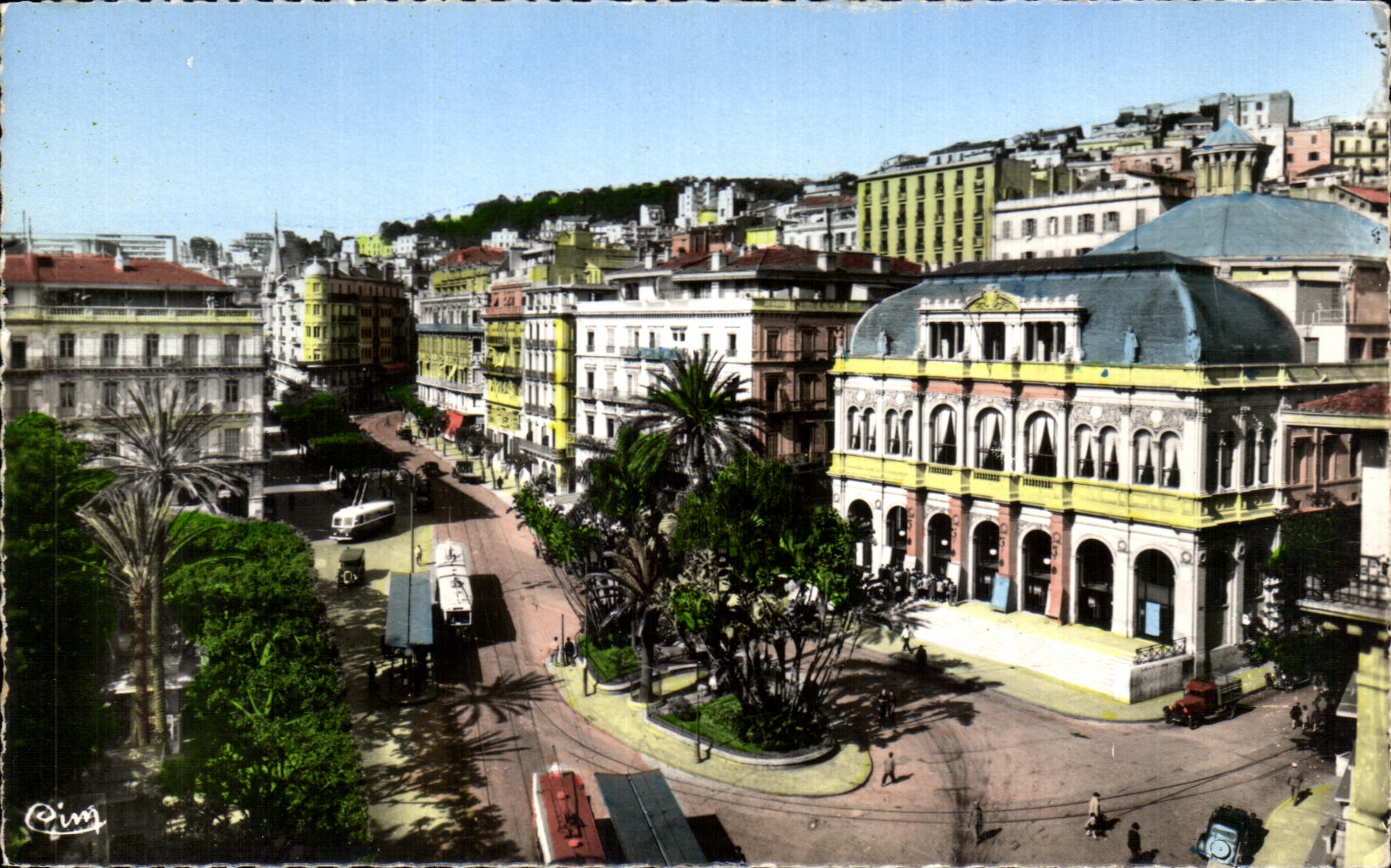 CPA Le Theatre et Rue Dumont d Urville Alger 