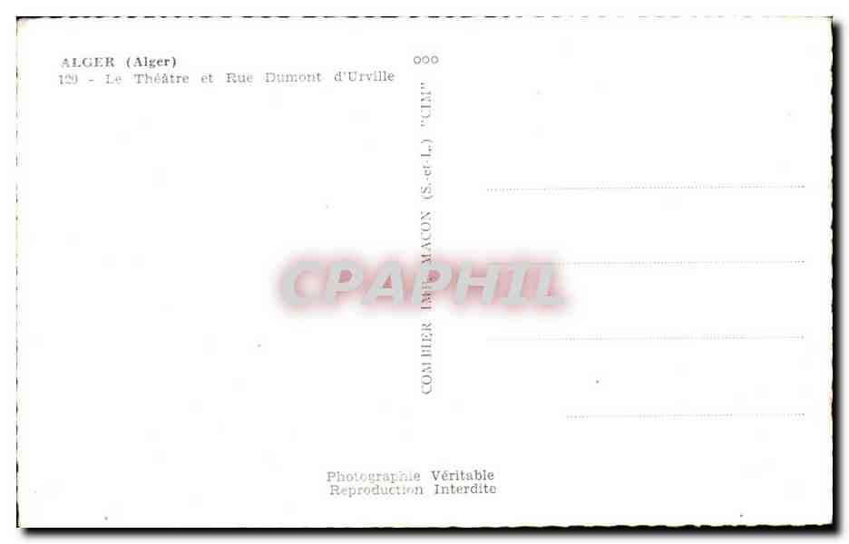 CPA Le Theatre et Rue Dumont d Urville Alger  — Back