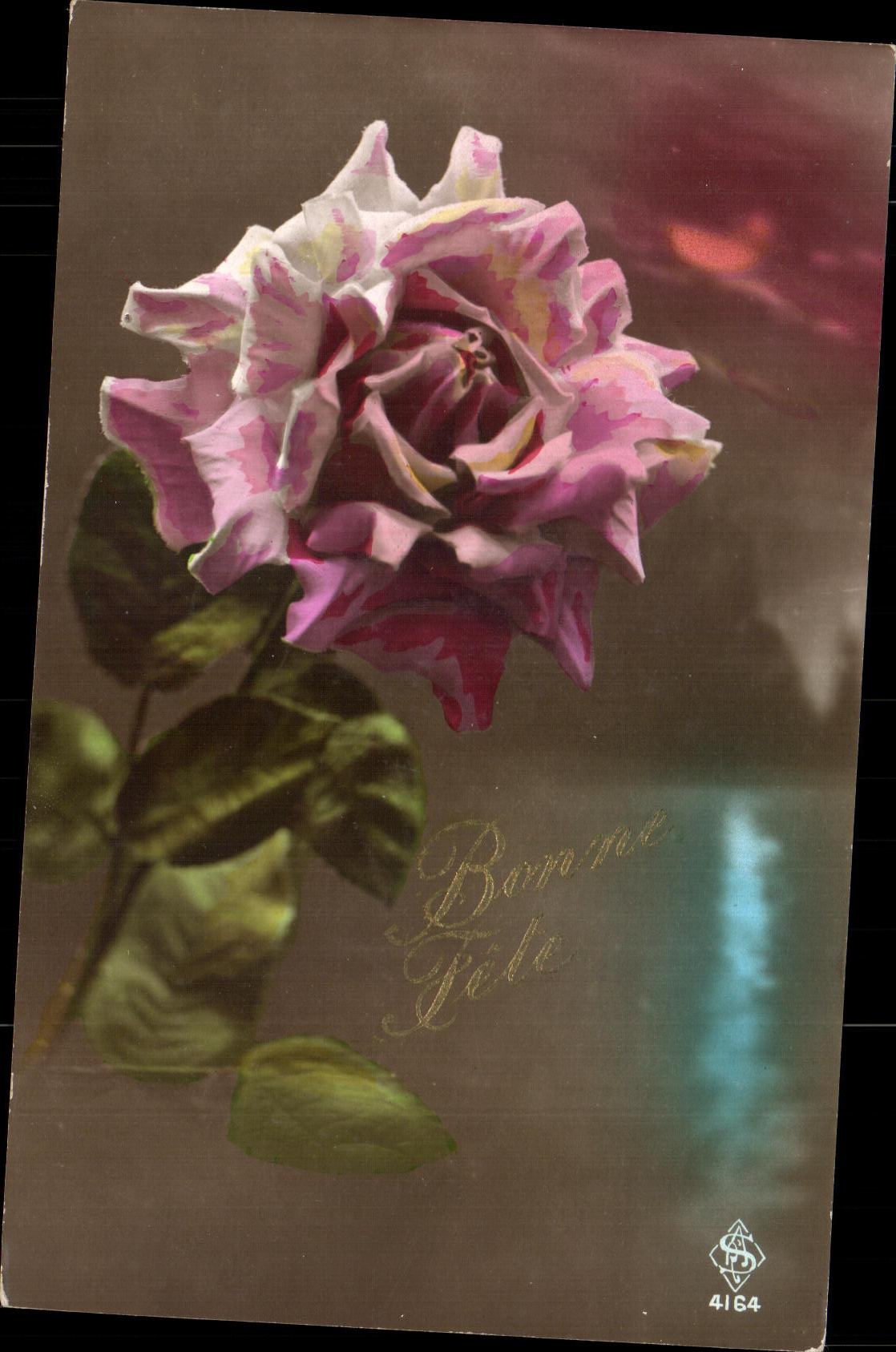 CPA Fantaisie Fleurs Bonne fete Rose