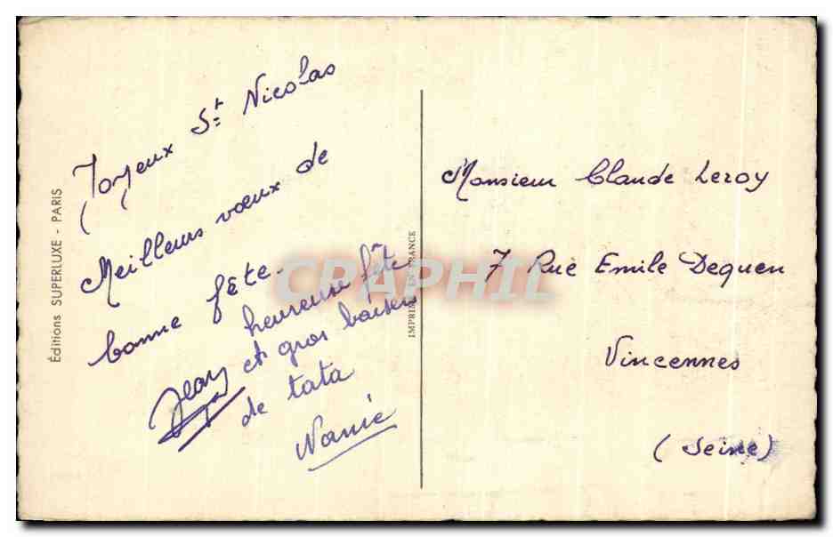 CPA Fantaisie Fleurs Vive St Nicolas Super — Verso
