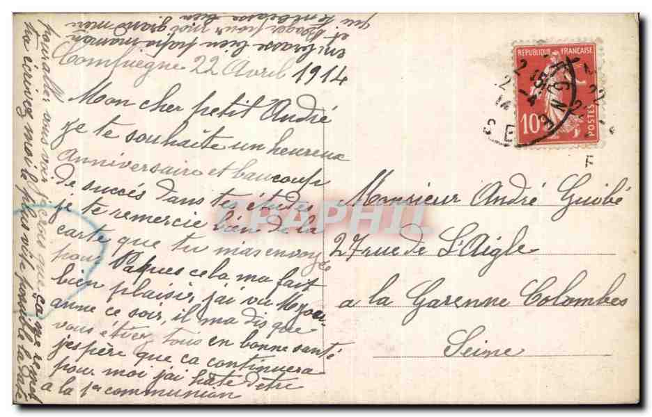 CPA Fantaisie Fleurs Anniversaire santons — Verso