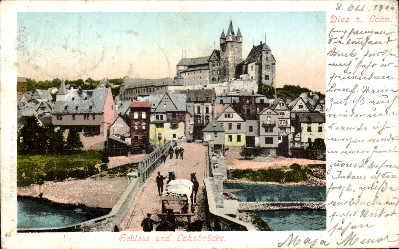 Diez a. Lahn — Schloss und Lahnbrücke — Verlag Th. H. Möbius, Diez
