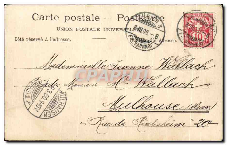 Vue de Zurich — Gruss von Zürich! — Éditeur: Compagnie de Photographie, Neuchâtel (Suisse), n°721 — Verso