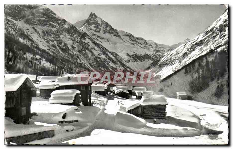 Zinal and the Besso — winter view covered in snow — publisher CPAPHIL