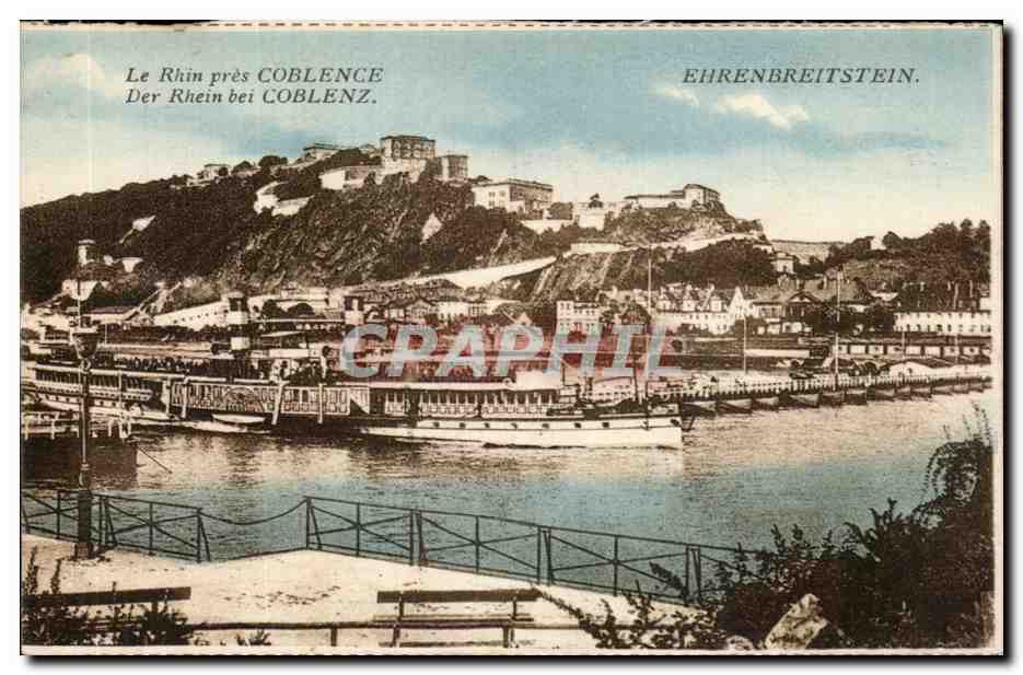 CPA Le Rhin pres Coblence Der Rhein bei Coblenz Ehernbreitstein Bateaux