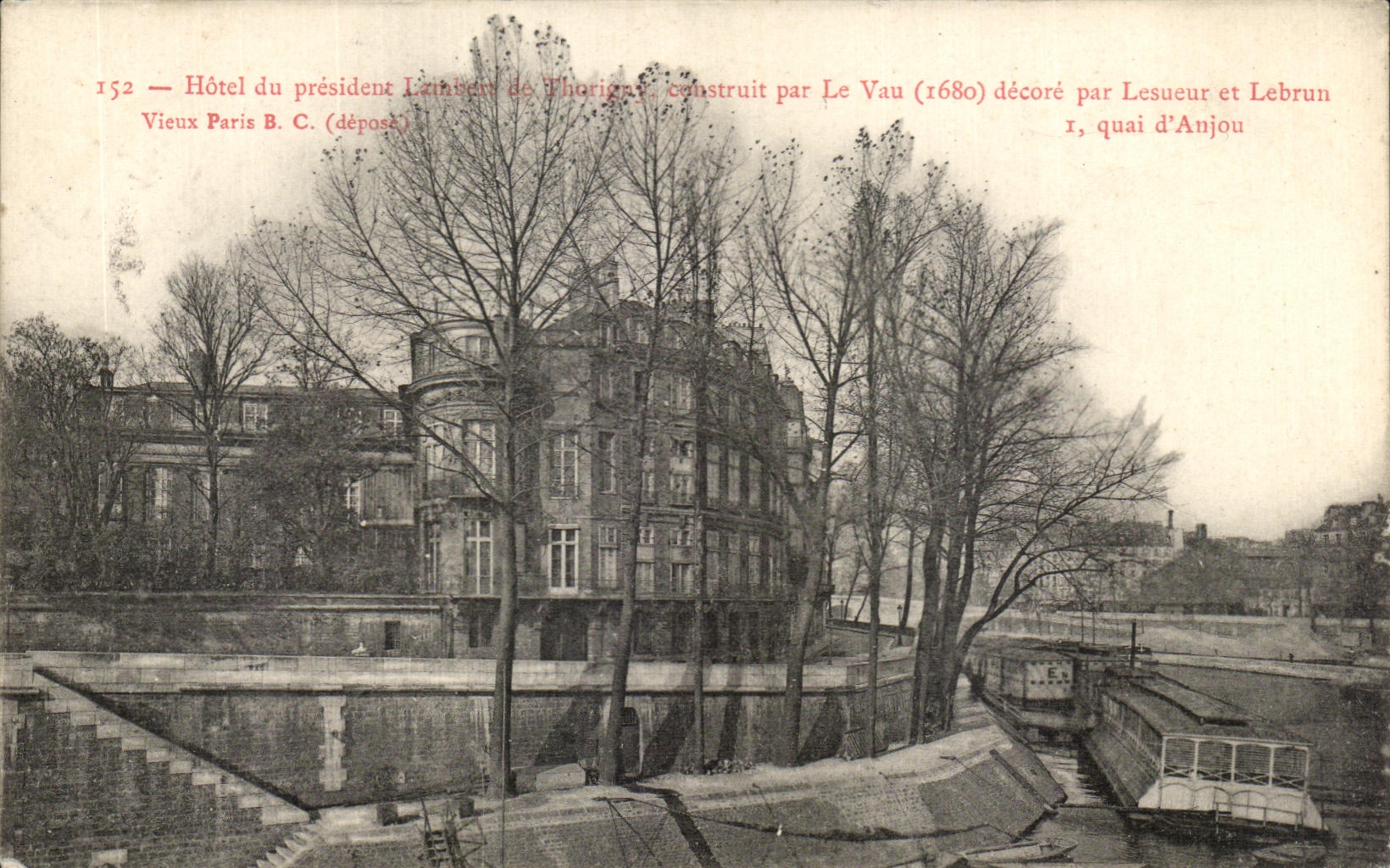 CPA Hotel du presideux Lesueur et Labrum Vieux Paris quai d Anjou