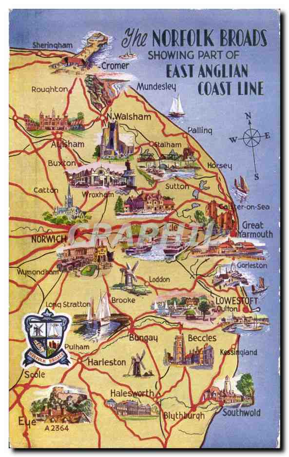 CPA The Norfolk Broads Showing Part East Anglin Coast Line