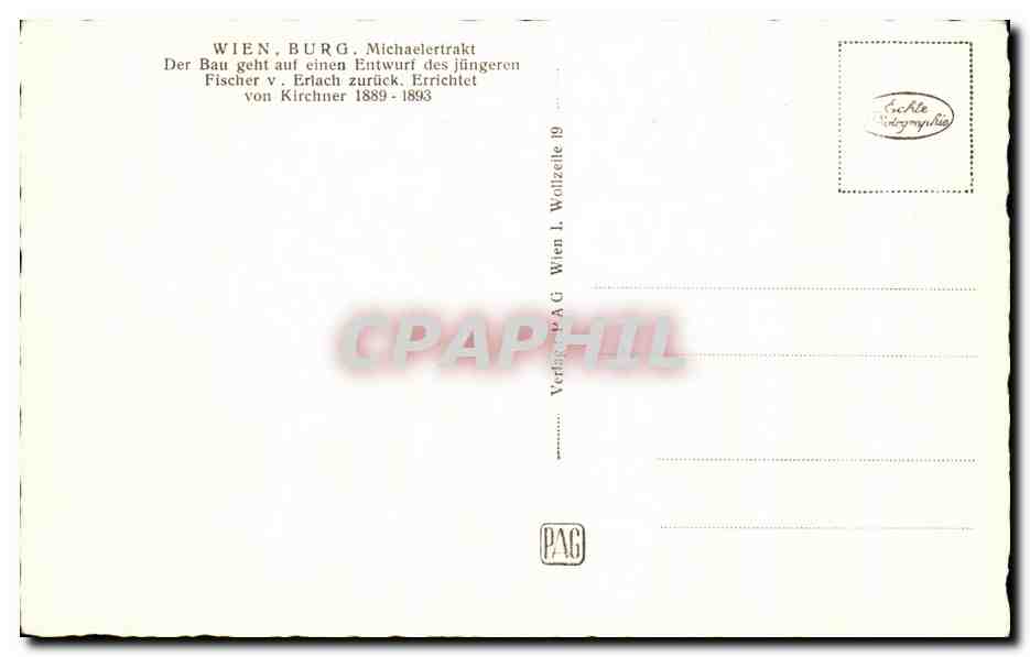 CPA Wien Burg Michaelertrakt Vienne  — Rückseite