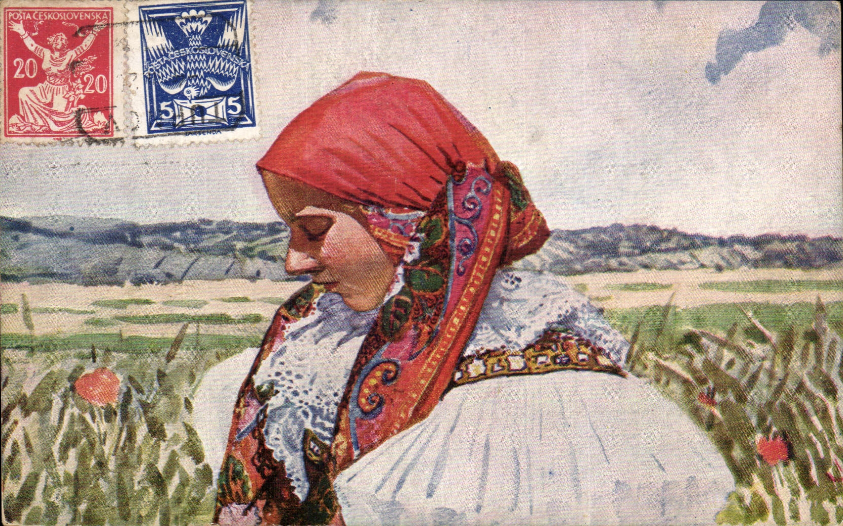 CPA Loza Uprka Vazani Satko Folklore Costume Femme