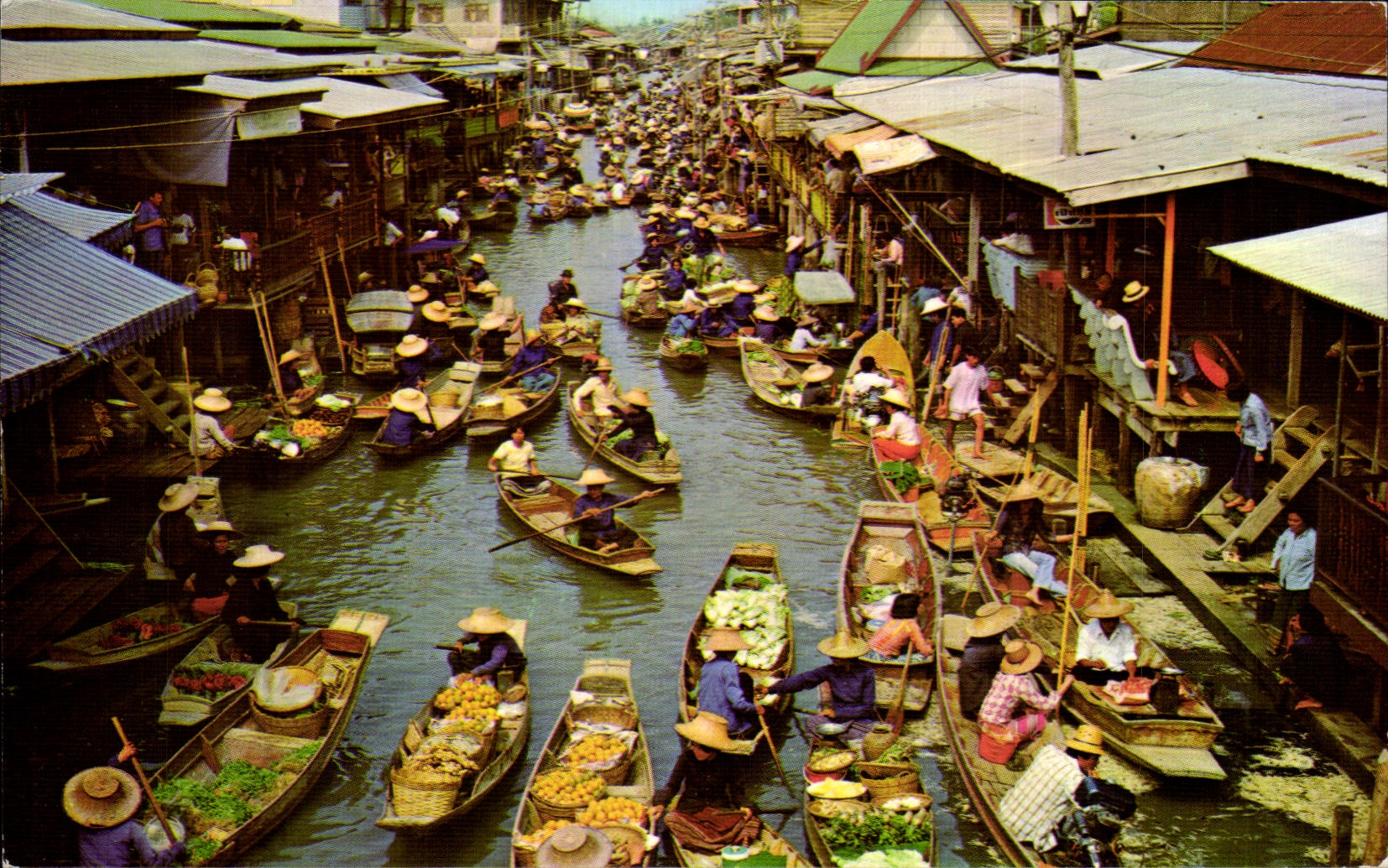 Marché flottant de Damnoen Saduak — Rajburi, Thaïlande — éditeur inconnu, n° de série 1086