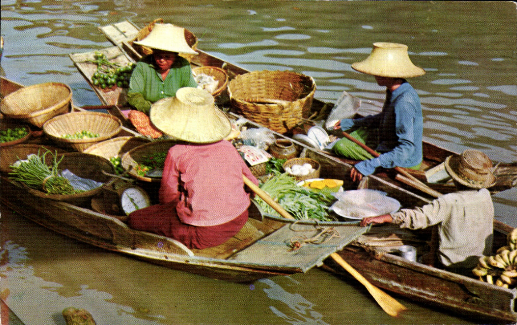 Marché flottant de Bangkok — Thaïlande — éditeur Post Card, n°1668