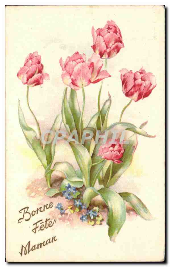 CPA Fantaisie Fleurs Bonne Fete Maman