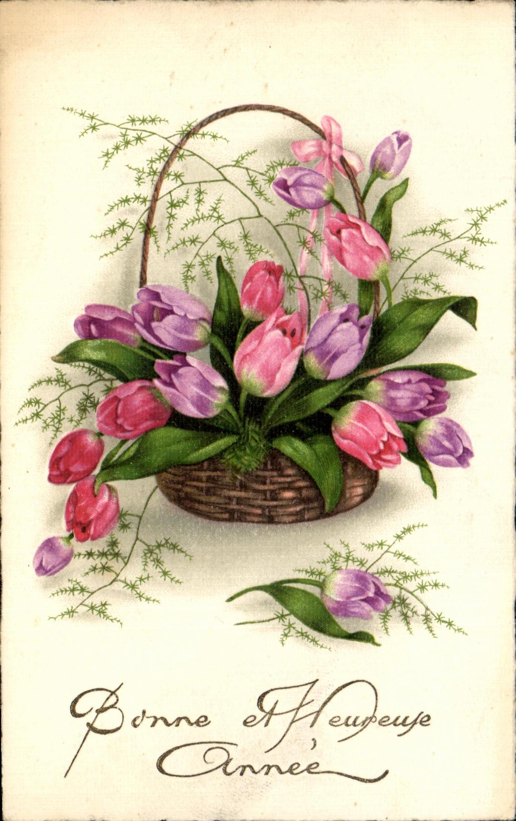 CPA Fantaisie Fleurs Bonne et Heureuse Annee