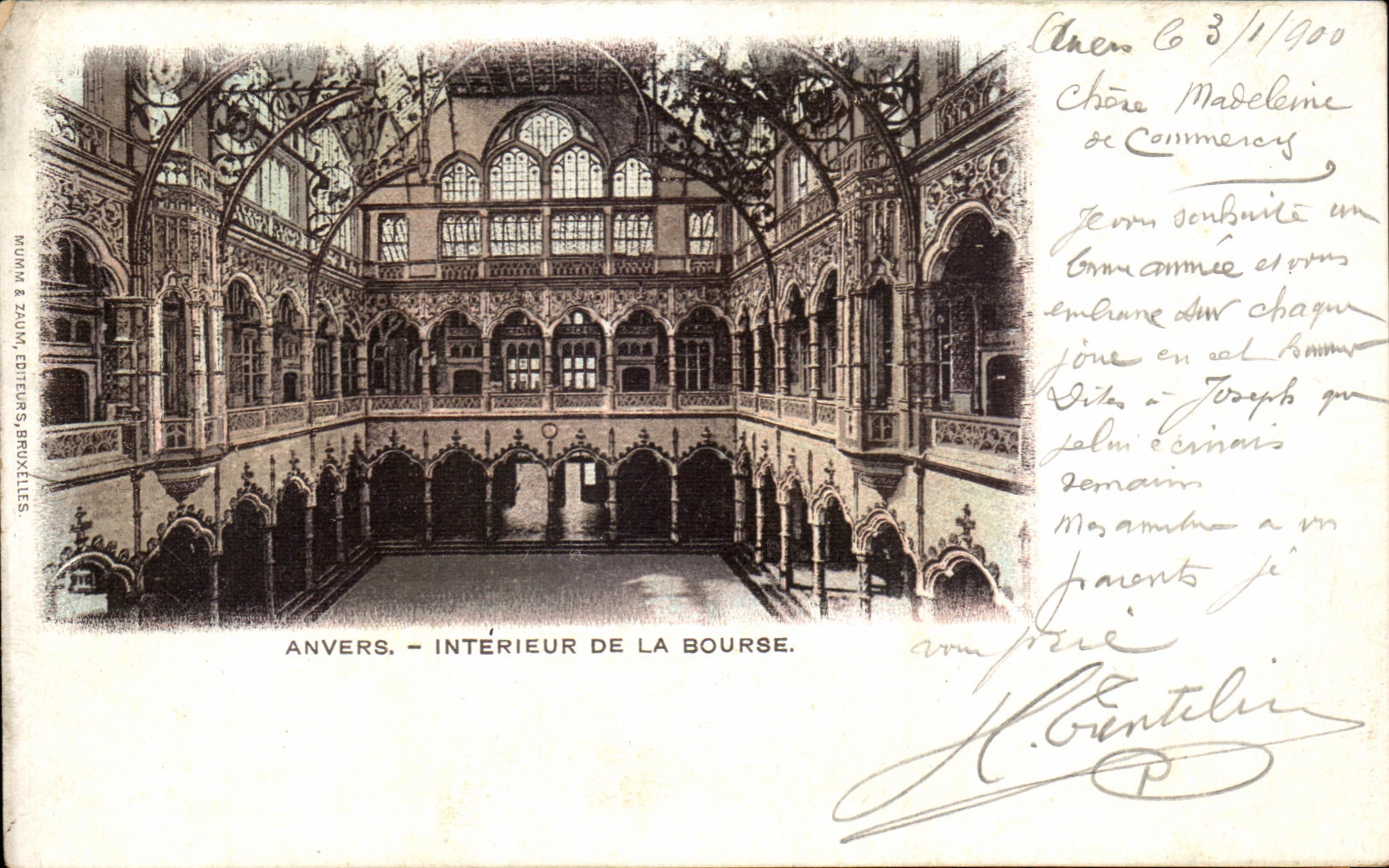 Anvers — Intérieur de la Bourse — Mouna & Zanoy, Bruxelles - Recto