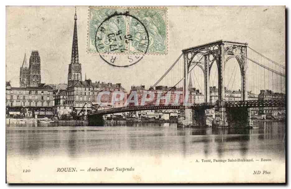 CPA Rouen Ancien Pont Suspendu