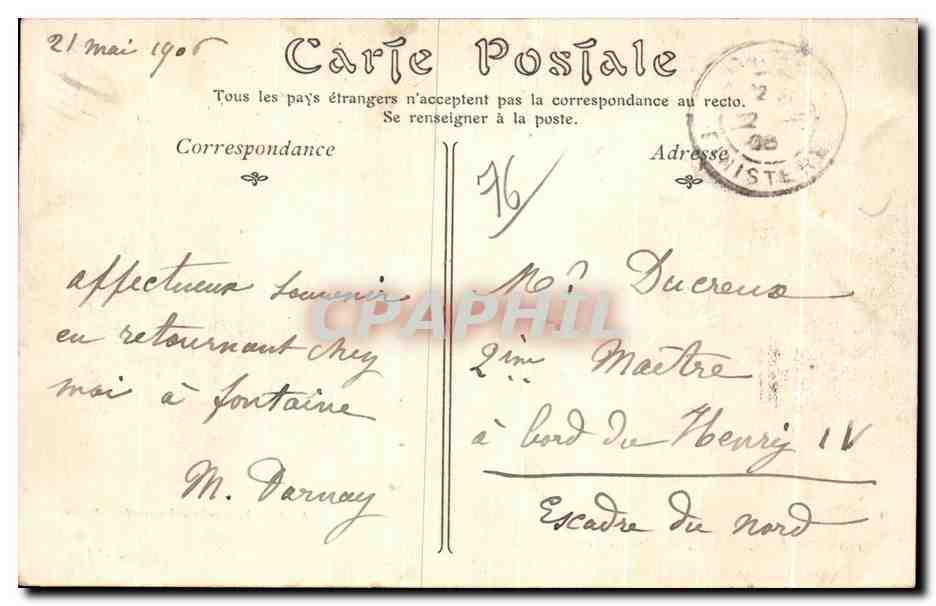 CPA Rouen Ancien Pont Suspendu — Rückseite