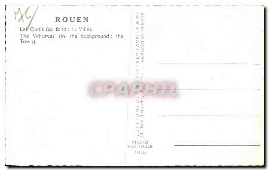 CPA Rouen Les Quais Bateau Goodhue — Verso