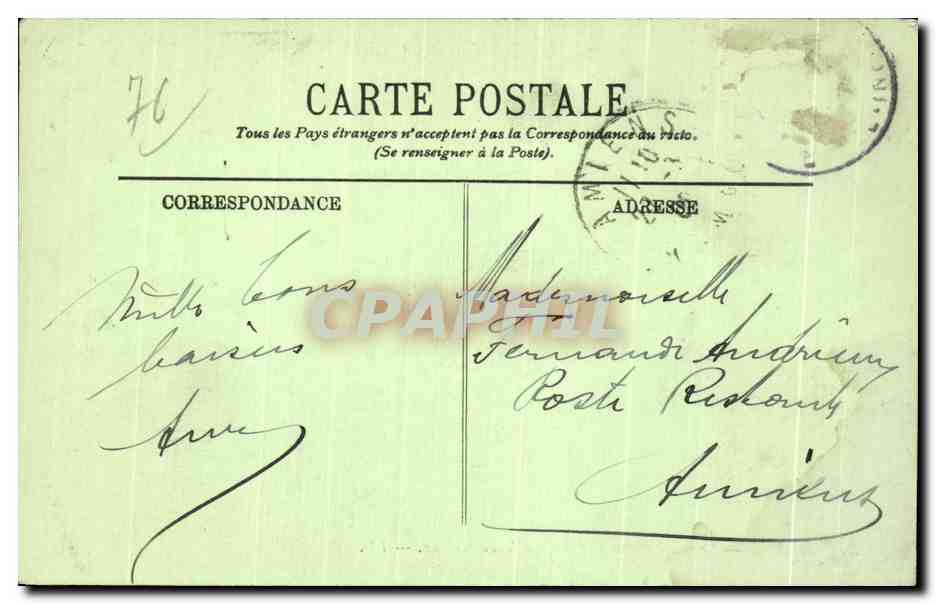 CPA Rouen Le Quai de Paris et le Pont Transbordeur Tramway — Rückseite