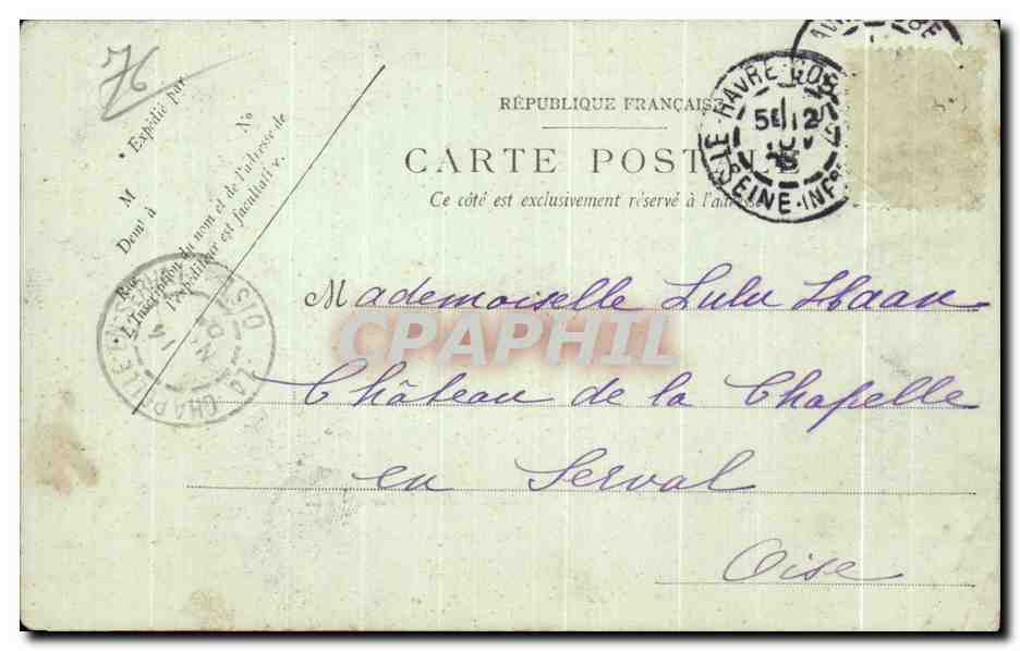 CPA Le Havre Le Transatlantique La Savoie dans le Port Bateau — Rückseite