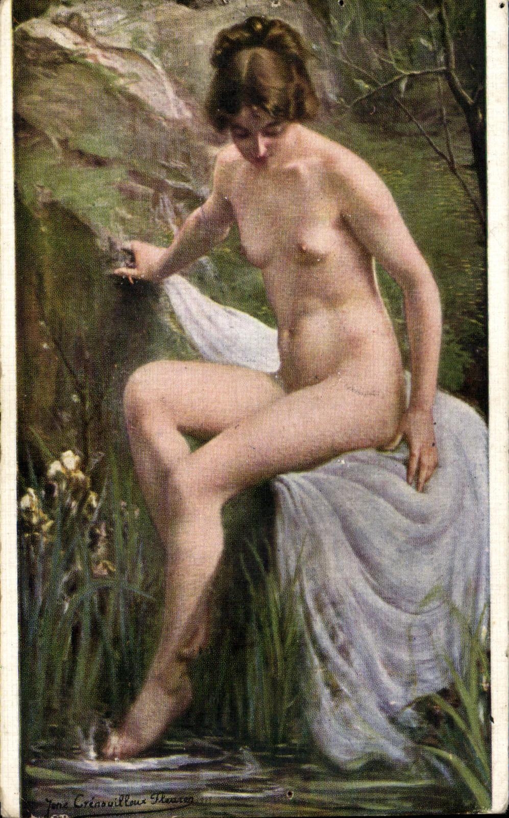 CPA Femme nue erotique Grenouilloux Nymphe aux iris Salon de Paris 