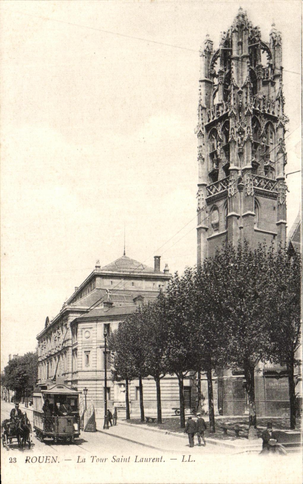 CPA Rouen La Tour Saint Laurent Tramway
