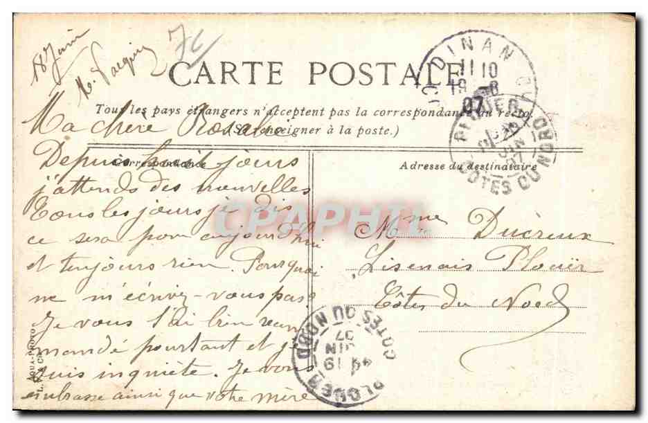 CPA Rouen Le rue et l eglise St Vivien  — Rückseite