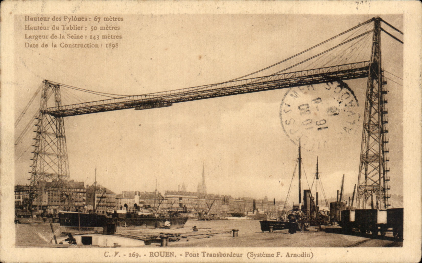 CPA Rouen Pont Transbordeur Bateaux 