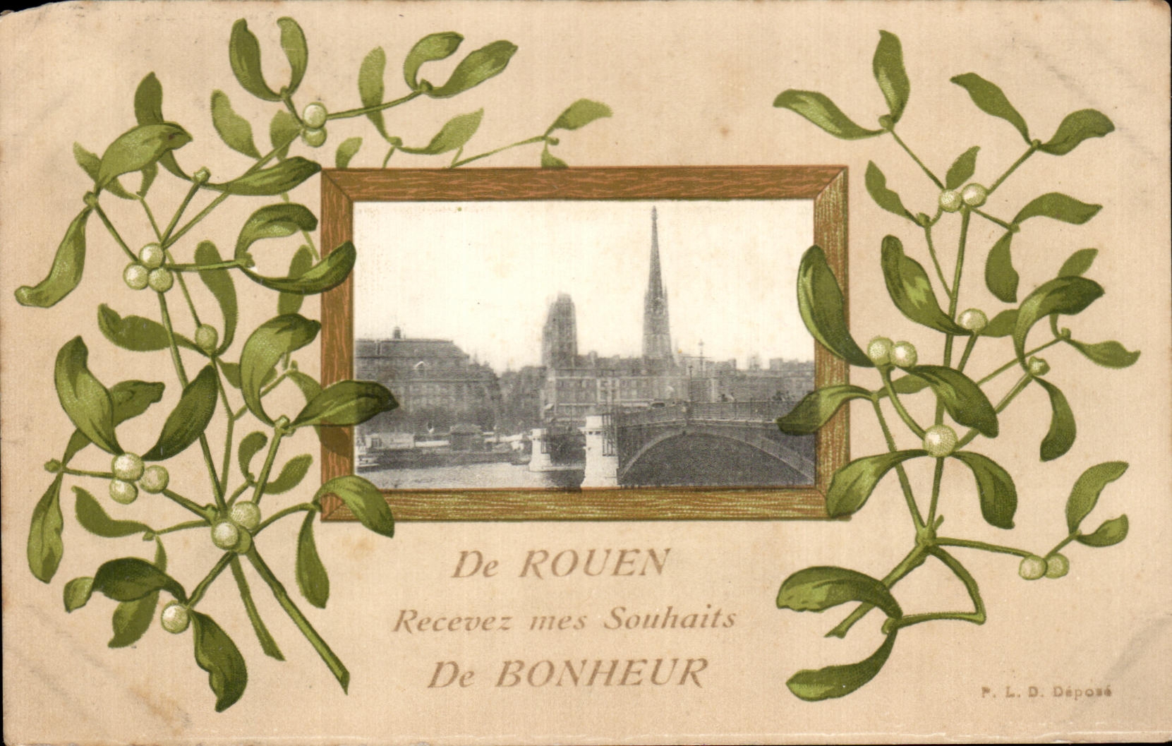 CPA Rouen Recevez Mes Souhaits De Bonheur Gui 