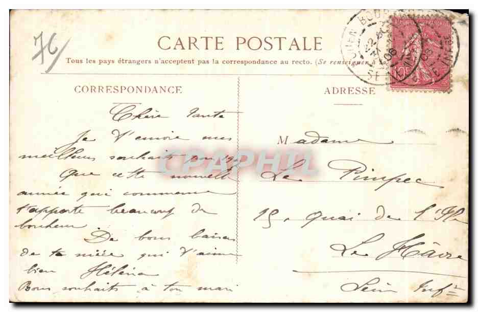 CPA Rouen Recevez Mes Souhaits De Bonheur Gui  — Rückseite