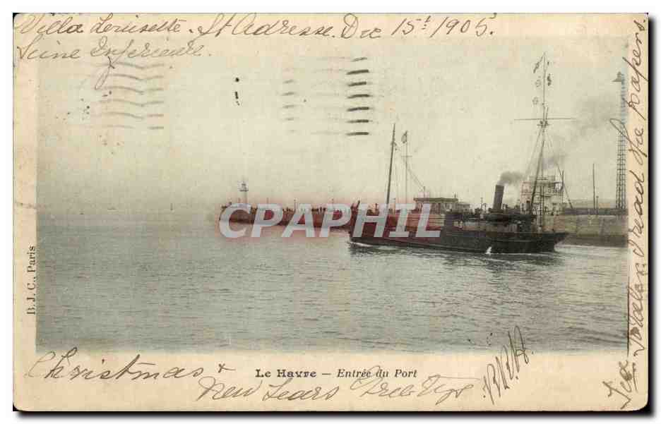 CPA Le Havre Entree du Port Bateau