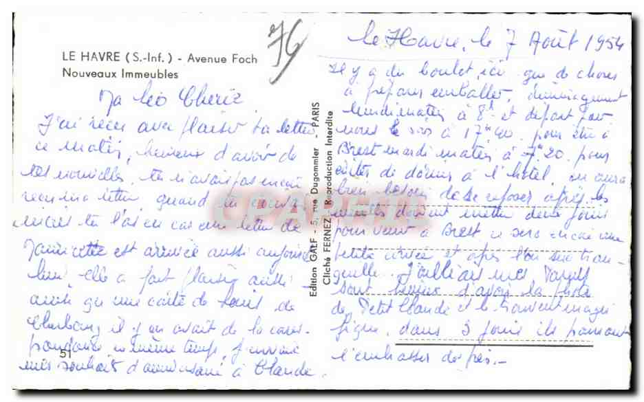 CPA Le Havre Vue Avenue Foch Nouveaux lmmeubles — Rückseite