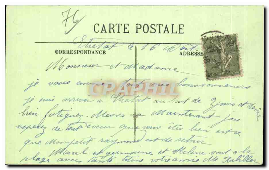 CPA Etretat L Hotel des Roches Blanches — Rückseite
