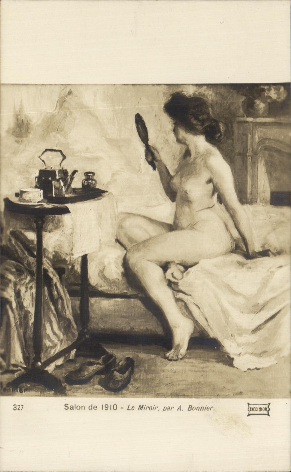 CPA Femme nue erotique Salon 1910 Le Miroir Par Bonnier