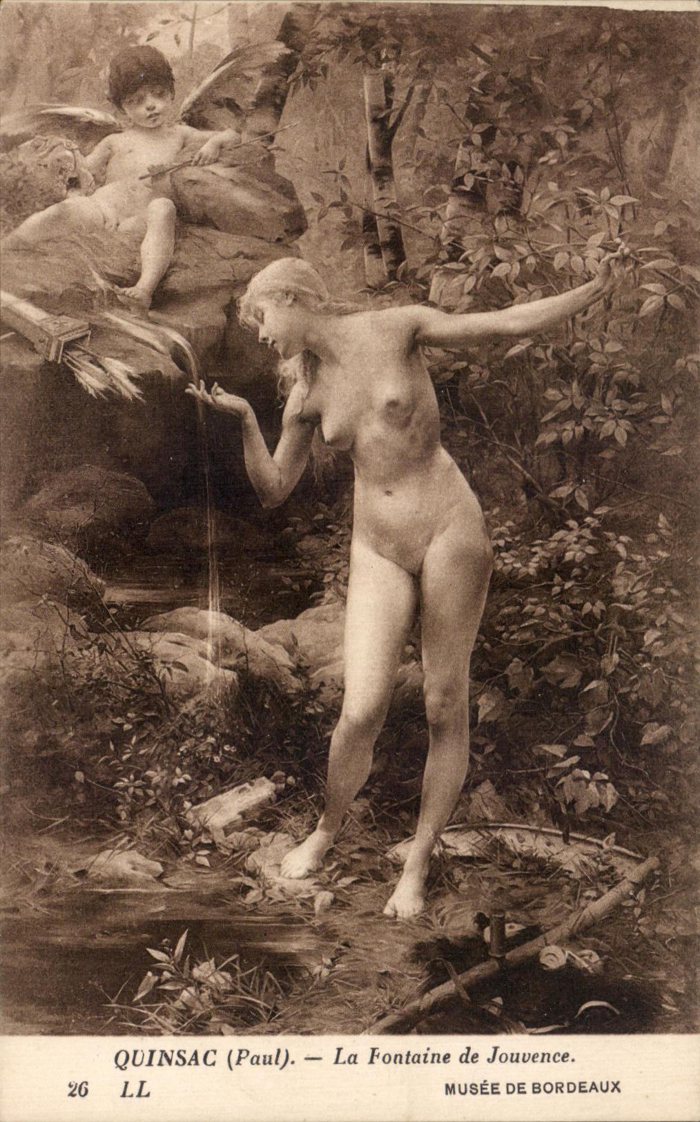 CPA Quinsac La Fontaine de Jouvence Ange Angel Femme nue erotique
