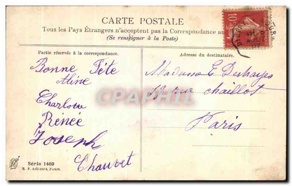 CPA Fantaisie Fleurs Dentelle — Rückseite