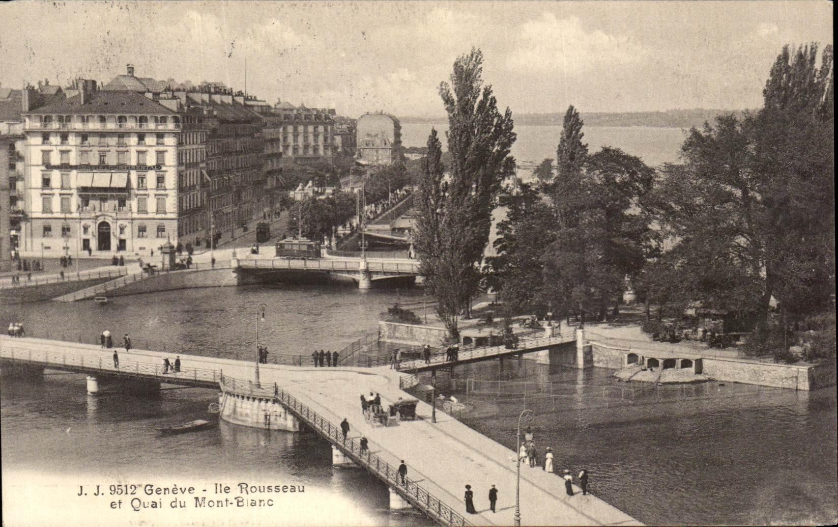CPA Geneve Ile Rouseau et Quai du Mont Bianc