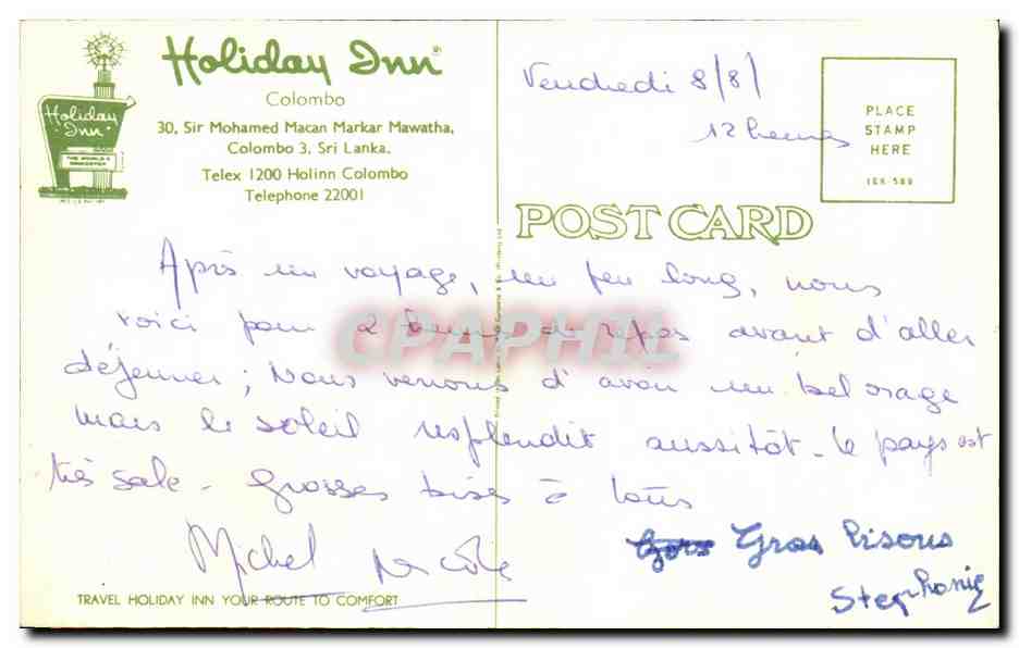 CPA Holiday Inn Colombo Sri Lanka Ceylan Ceylon — Rückseite