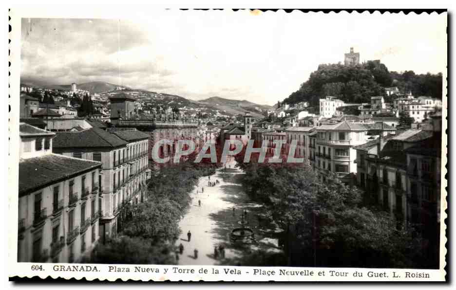 Granada. Plaza Nueva y Torre de la Vela — vue panoramique — L. Roisin, n° 604