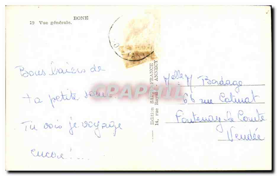 Bône — Vue générale — Édition Sainte-France, Annecy, n°19 — Verso