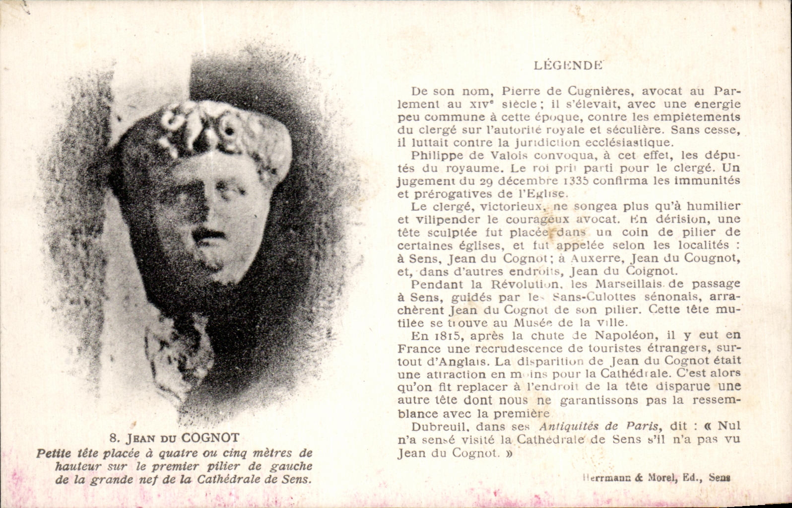 Jean du Cognot — statue à la cathédrale de Sens — Herrmann & Morel, Sens, n°8