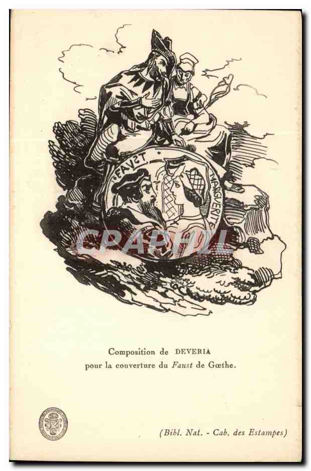 CPA Composition de Deveria pour la couverture du Faust de Goethe