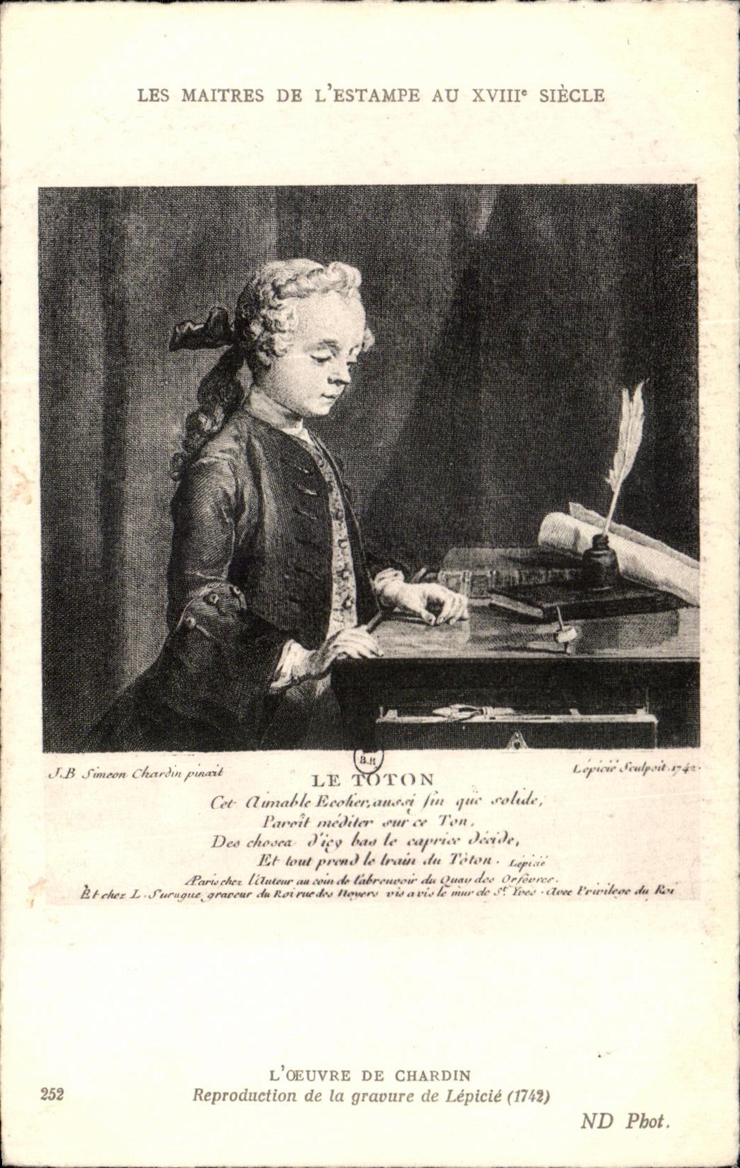 CPA L Oeuvre De Chardin Reproduction de la gravure de Leplete Le toton 