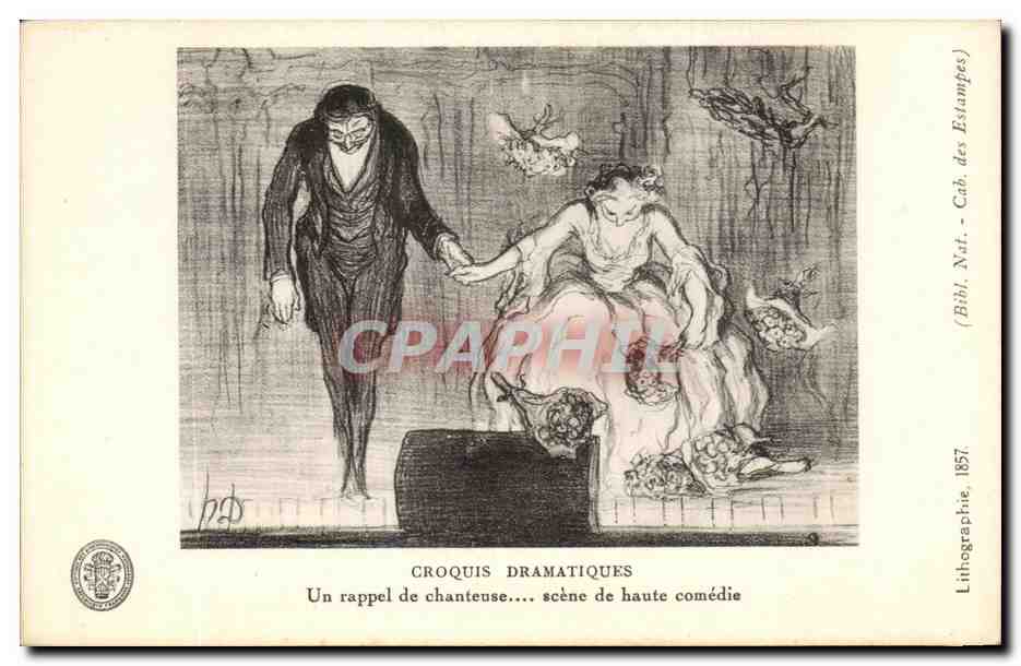 CPA Croquis Dramatiques Un rappel de Chanteuse scene de haute comedie