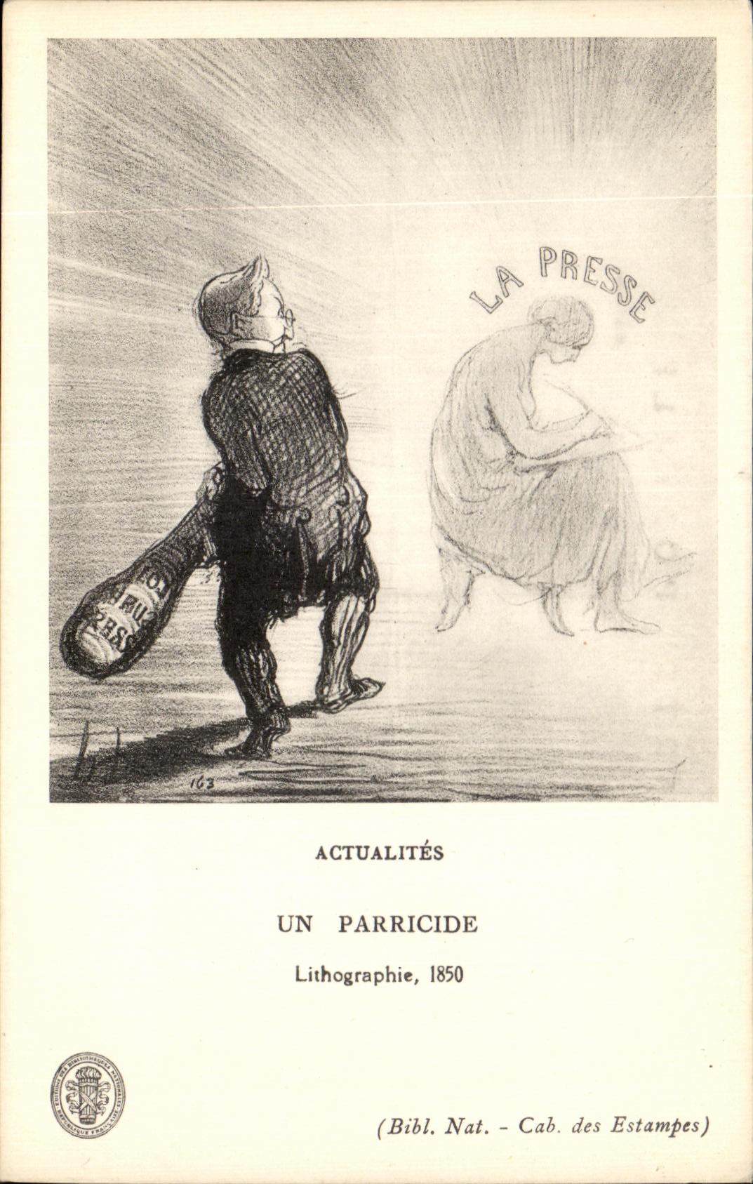 CPA Actualites Un Parricide Lithographie La presse