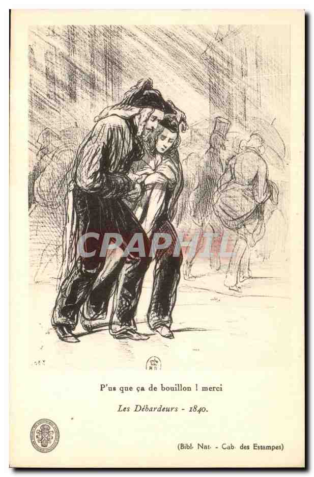 CPA P us que ca de bouillon merci Les Debardeurs