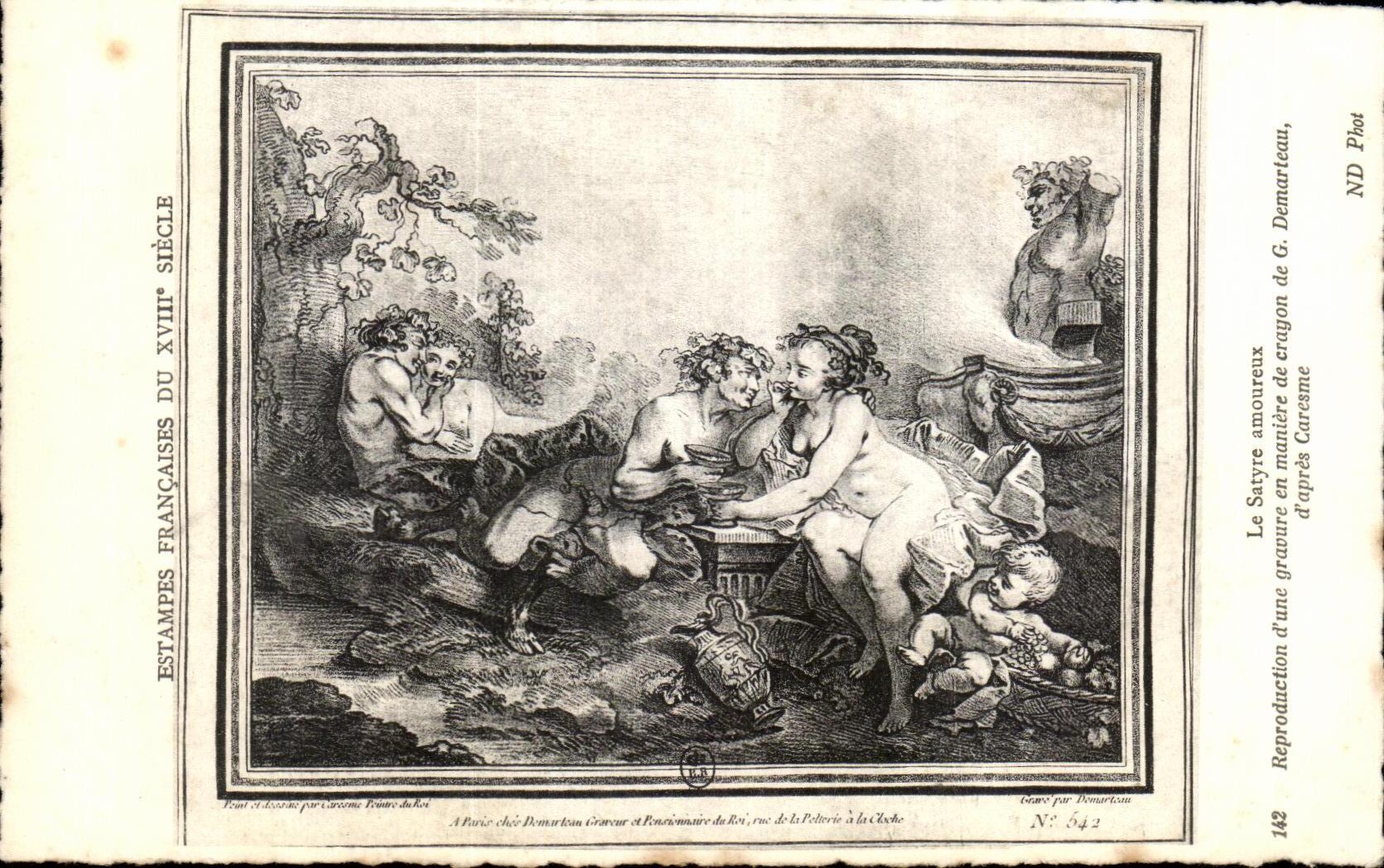 CPA Le Satyre amoureux Reproduction d une gravure en maniere de crayon de Demarteau d apres Caresme
