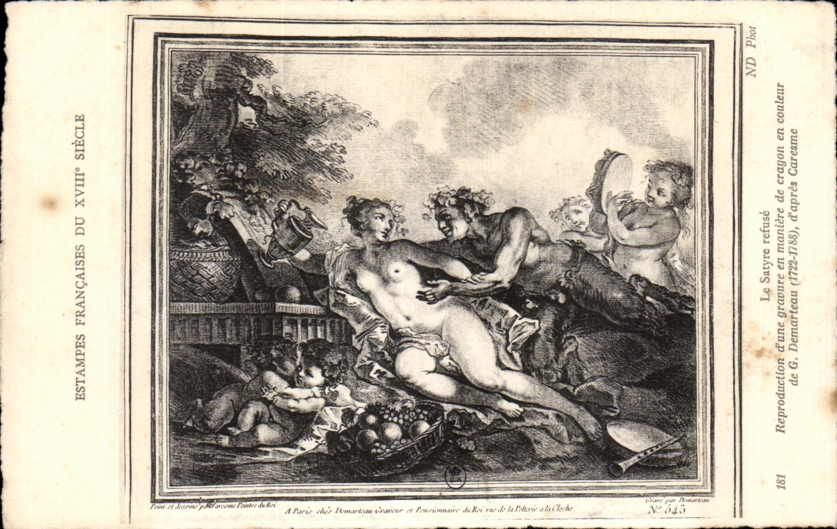 CPA Le Satyre refuse Reproduction d une gravure en maniere de crayon en couleur de Damarteau
