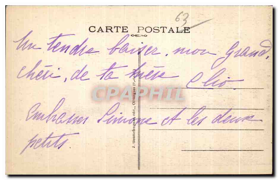 CPA Royat Belle Croix en Lave Volvic Sculptee — Rückseite