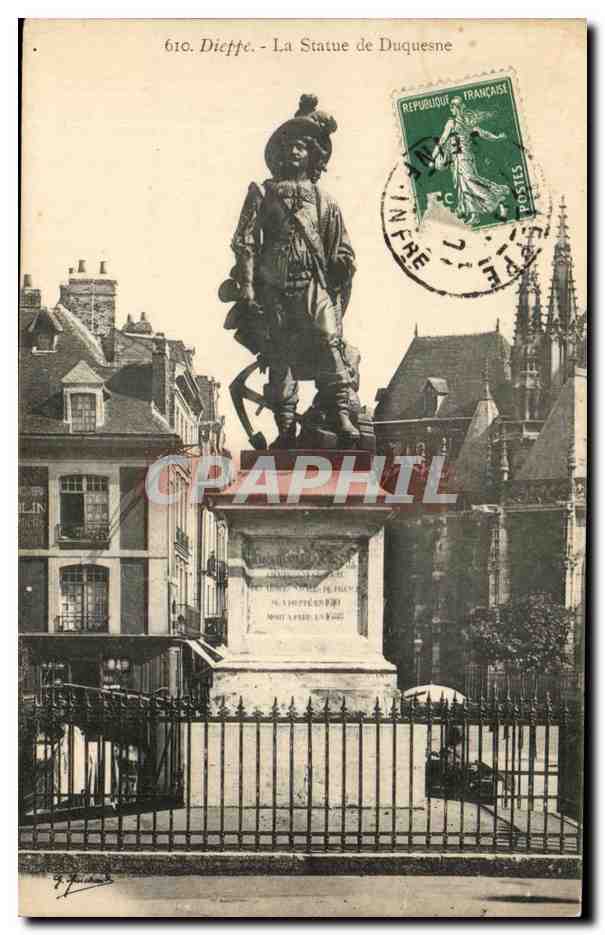 CPA Dieppe La Statue de Duquesne